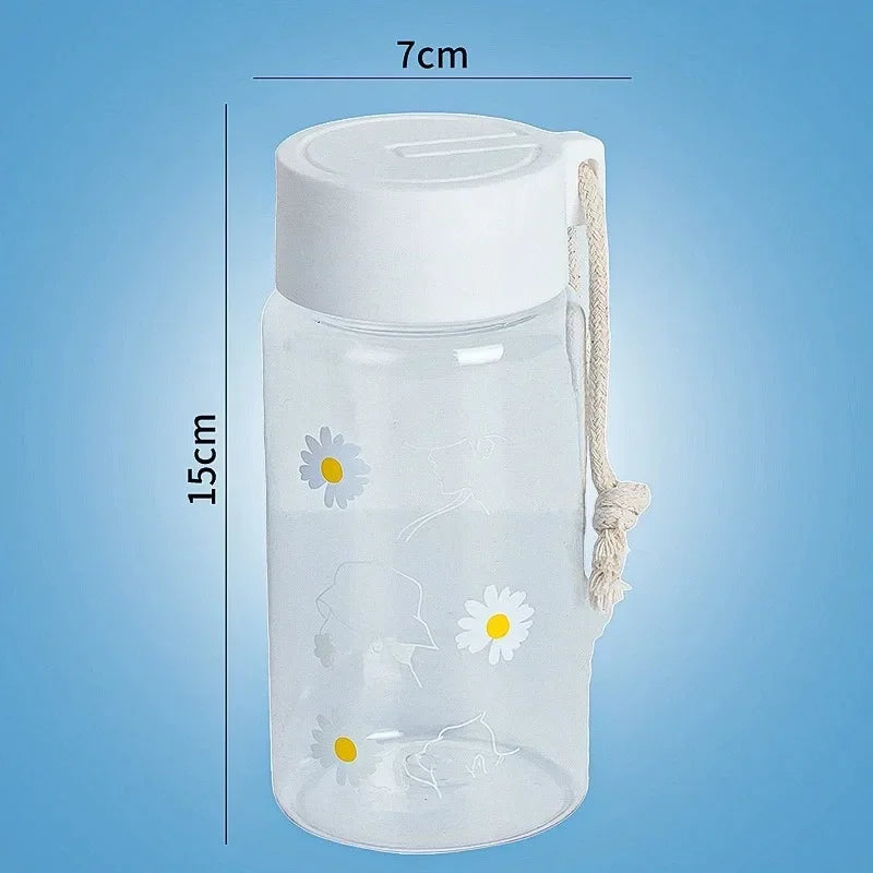 Small Daisy Frosted Plastic Mug Transparent Portable Travel Tea Cup BPA Free Cute Outdoor Girl Water Cup Children Water Bottle