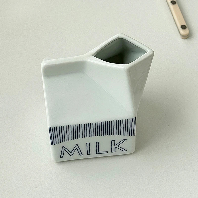 Cute Milk Box Shape Ceramic Cup Household 200~300ml Creative Water Cups Korean Style New White Aesthetic Breakfast Milk Cup