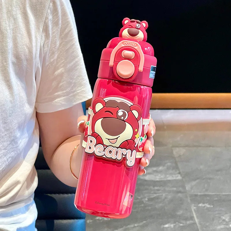 500ml Stitch Thermos Cup Zootopia Disney Cartoon Nick Judy Dual-Drinking Straw Cup Cute Printing Student Water Cup Girl Gifts