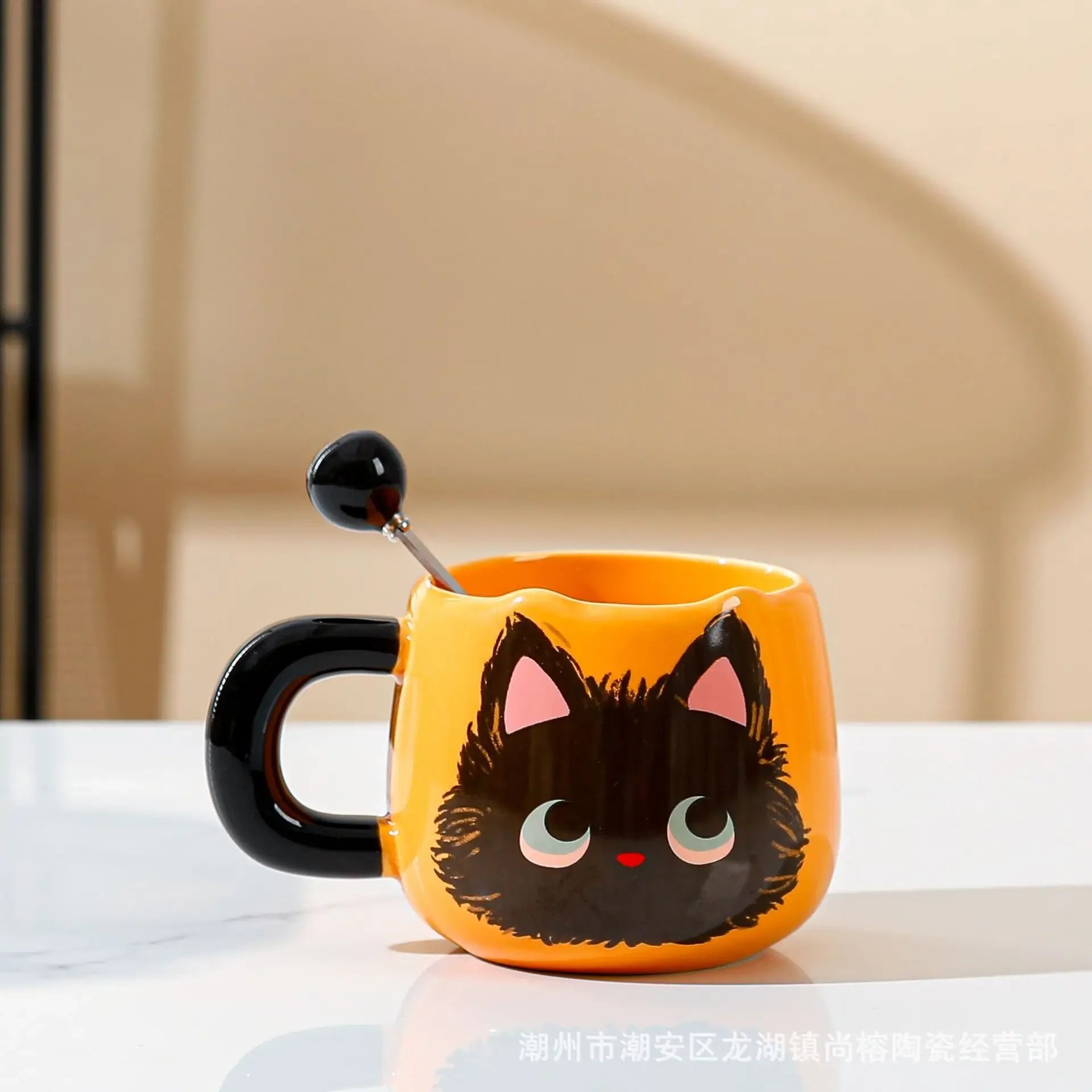 Cute Cat Ceramic Mug Gift Box Household Water Cup Large Capacity Coffee Cup with Spoon