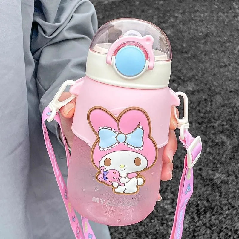 Taza infantil Hello Kitty Sanrio con tapa y pajita | Vaso portátil, antifugas y kawaii
