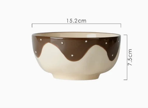 Ins style Household Ceramic Tableware Set Hand Painted Design Afternoon Tea Cups Daily High Quality Soup Noodles Bowl