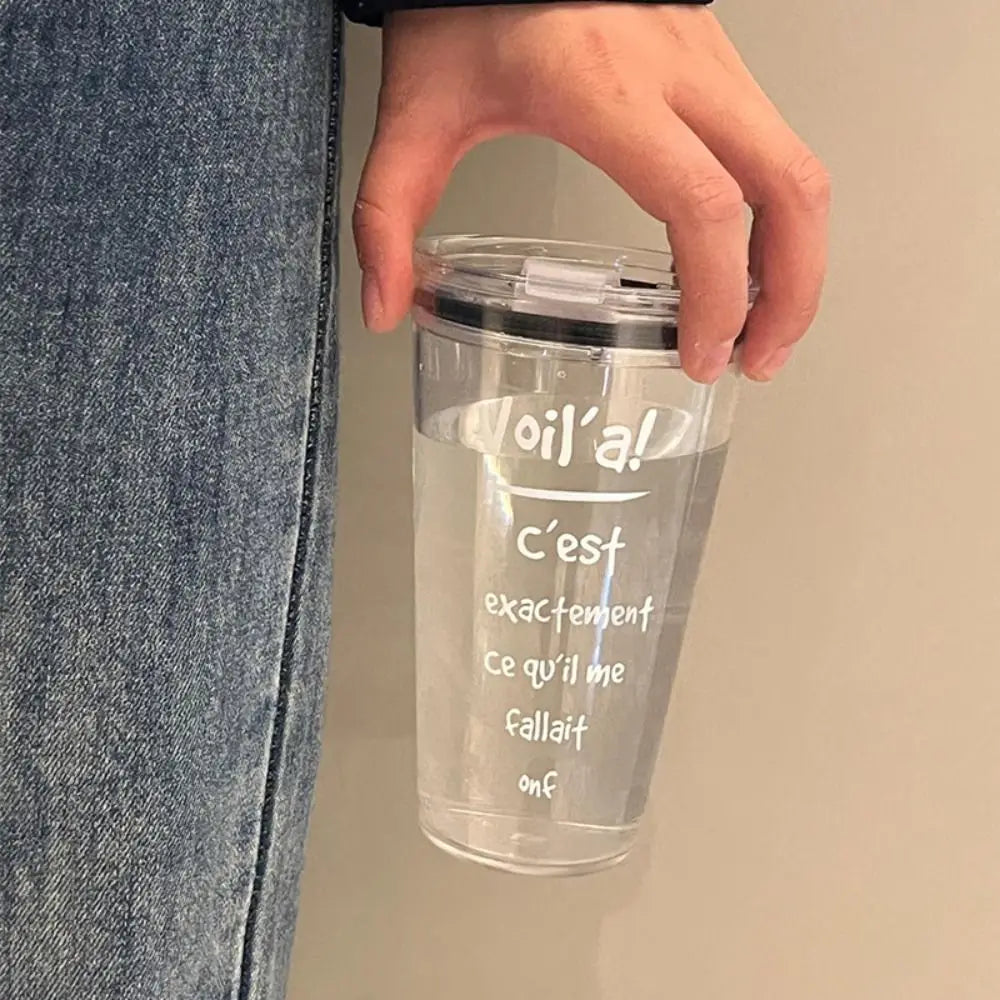 Cute Transparent Coffee Cup Plastic 500ml Straw Cup Bowknot with Lid Water Bottle