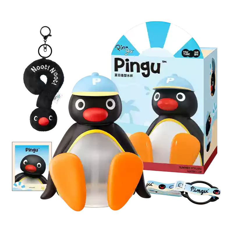 Authentic Pingu Series Summer Cup - Aesthetic Straw Tumbler For Girls, Large Capacity Cute Portable Water Bottle For Students &