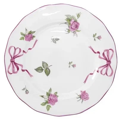 Taza y vajilla “French Rose” de porcelana hueso — cuencos, tazas y platos decorativos con diseño floral elegante