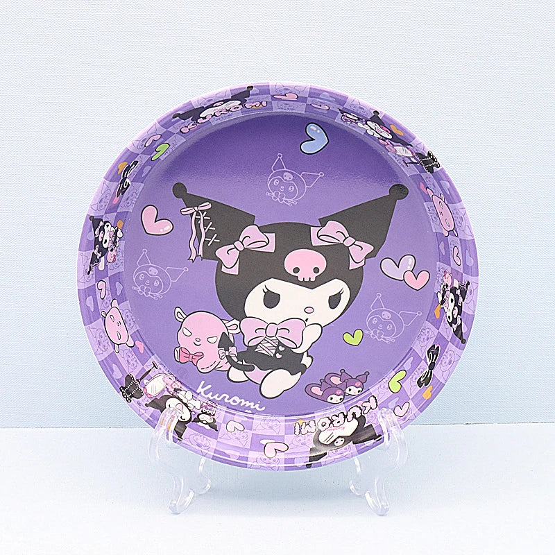 Cute Cartoon Sanrios Kuromi Tableware Bowl Plate Cup Chopsticks Spoon A Set Fashion Imitation Porcelain Tableware Good-Looking