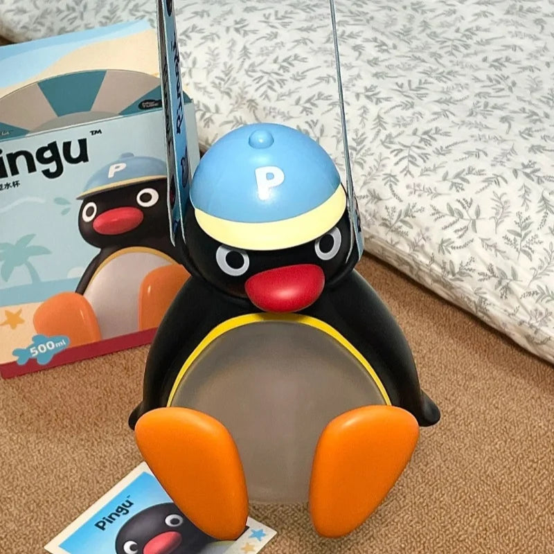 Authentic Pingu Series Summer Cup - Aesthetic Straw Tumbler For Girls, Large Capacity Cute Portable Water Bottle For Students &