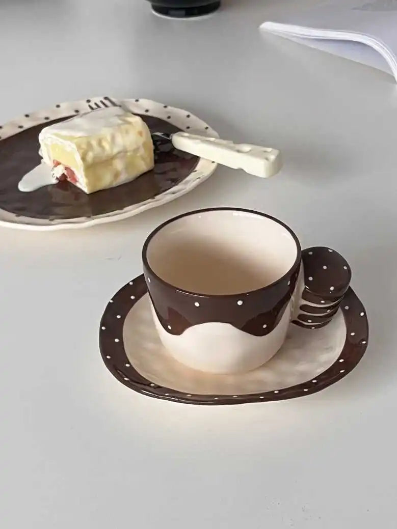 Ins style Household Ceramic Tableware Set Hand Painted Design Afternoon Tea Cups Daily High Quality Soup Noodles Bowl