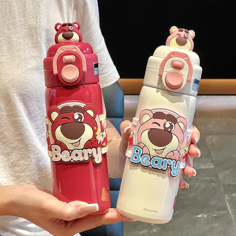 500ml Stitch Thermos Cup Zootopia Disney Cartoon Nick Judy Dual-Drinking Straw Cup Cute Printing Student Water Cup Girl Gifts