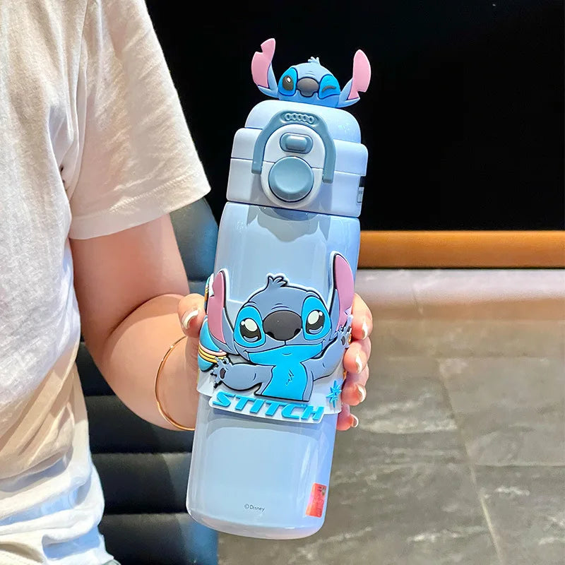 500ml Stitch Thermos Cup Zootopia Disney Cartoon Nick Judy Dual-Drinking Straw Cup Cute Printing Student Water Cup Girl Gifts