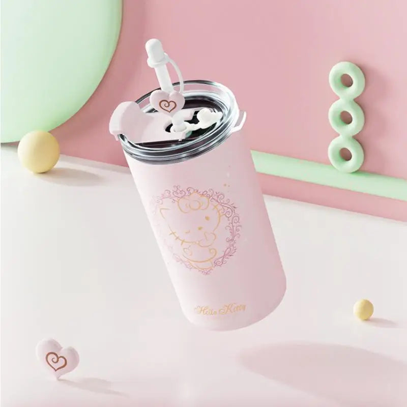 Cute Sanrios Hello Kittys Vacuum Cup Good-Looking High-Capacity Cold Insulation Water Cup with Straw Water Cup Festival Gift