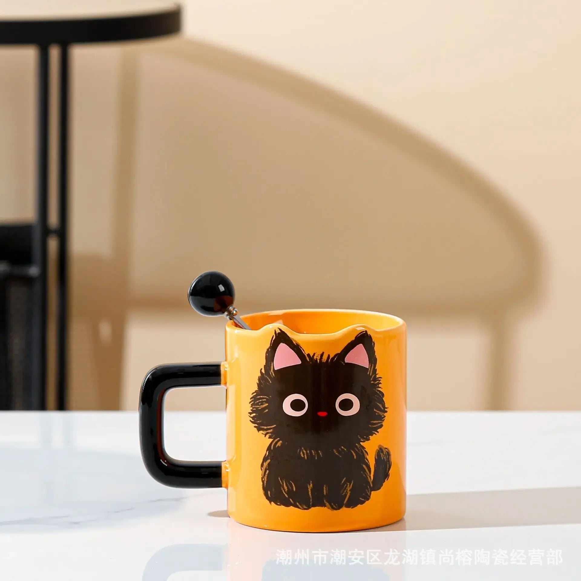 Cute Cat Ceramic Mug Gift Box Household Water Cup Large Capacity Coffee Cup with Spoon