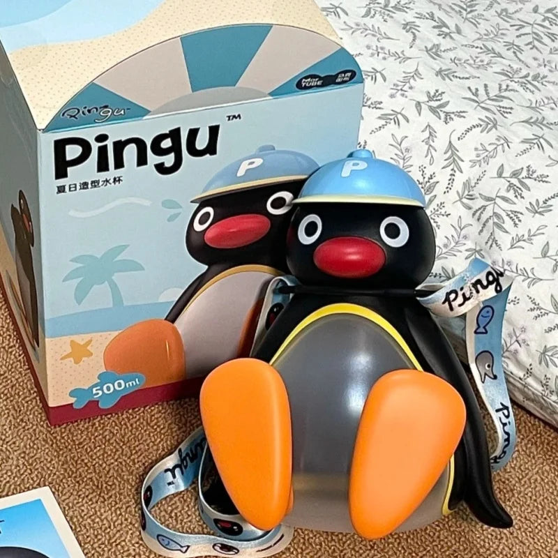Authentic Pingu Series Summer Cup - Aesthetic Straw Tumbler For Girls, Large Capacity Cute Portable Water Bottle For Students &