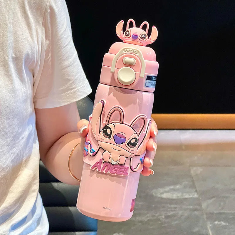 500ml Stitch Thermos Cup Zootopia Disney Cartoon Nick Judy Dual-Drinking Straw Cup Cute Printing Student Water Cup Girl Gifts