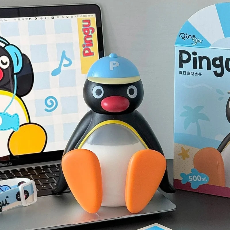 Authentic Pingu Series Summer Cup - Aesthetic Straw Tumbler For Girls, Large Capacity Cute Portable Water Bottle For Students &