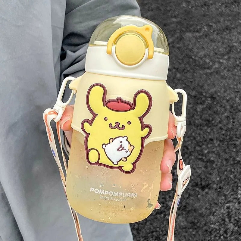 Taza infantil Hello Kitty Sanrio con tapa y pajita | Vaso portátil, antifugas y kawaii