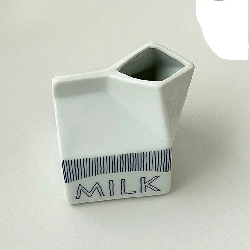 Cute Milk Box Shape Ceramic Cup Household 200~300ml Creative Water Cups Korean Style New White Aesthetic Breakfast Milk Cup