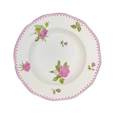 Taza y vajilla “French Rose” de porcelana hueso — cuencos, tazas y platos decorativos con diseño floral elegante